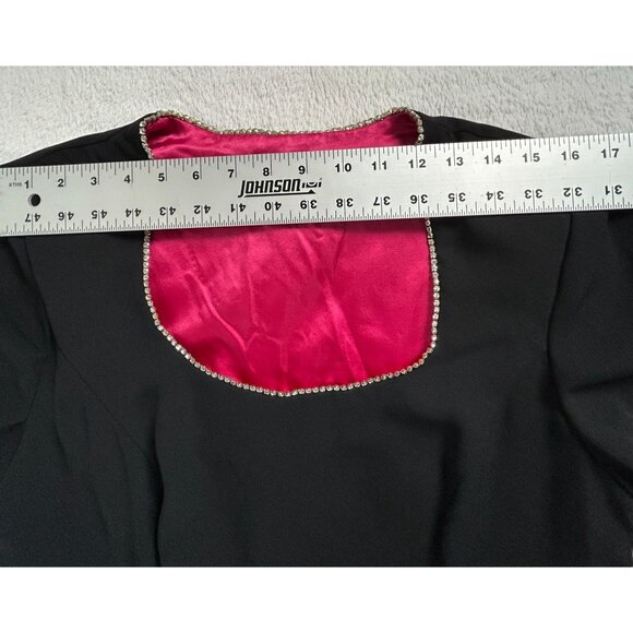 CDC Womens Black Short Sleeve Dress with Rhinestone Trim & Pink Lining Size 14 - Picture 5 of 10